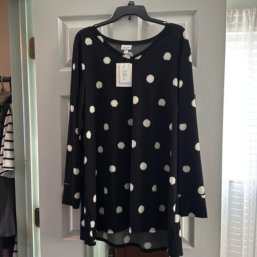 XL LulaRoe Elizabeth Black and White Polka Dot